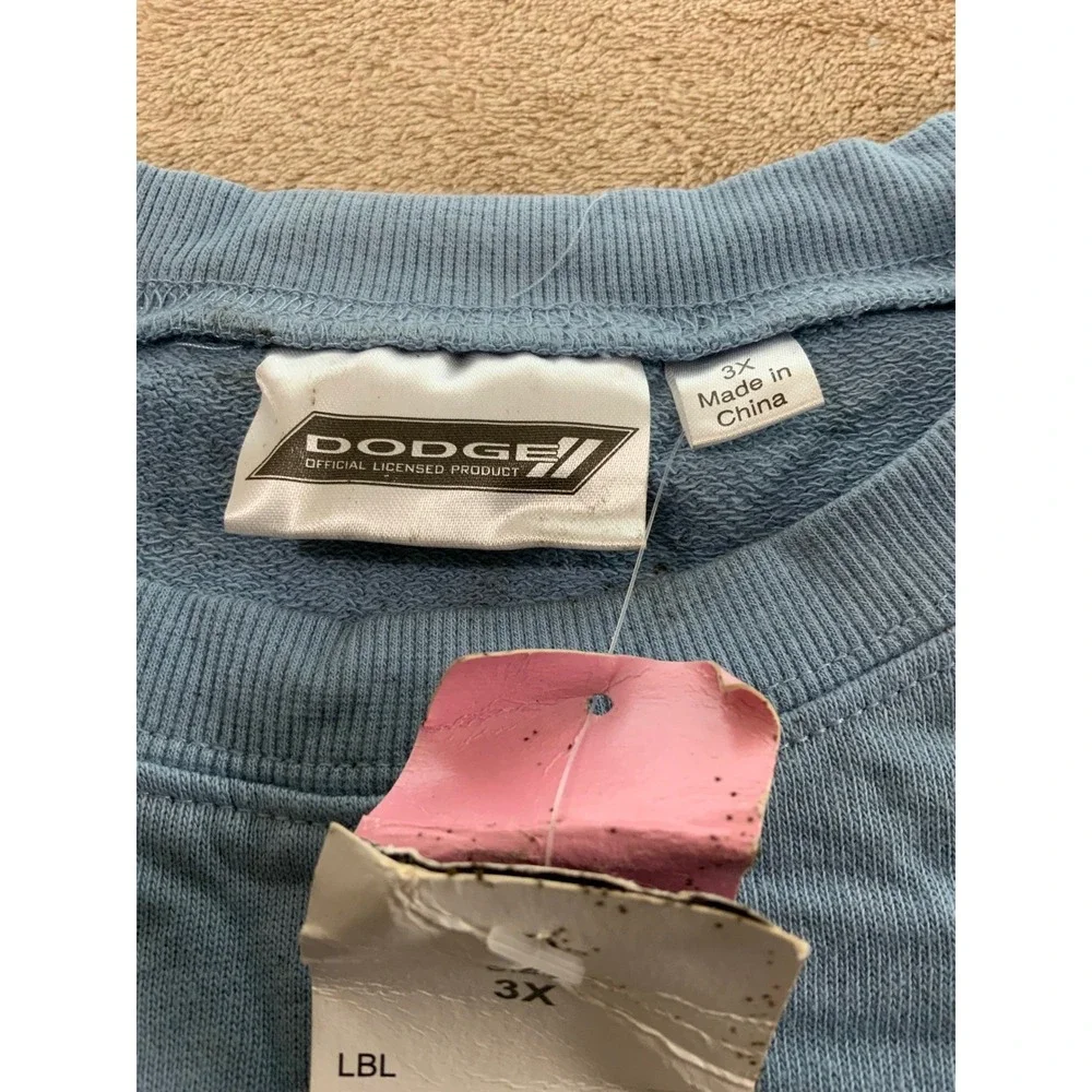 Vintage‎ Dodge Charger Cropped Sweater Women 3X Blue Graphic Frayed NEW Defect